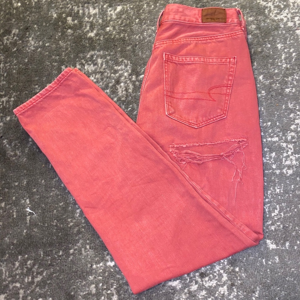 Red American Eagle Mom Jeans